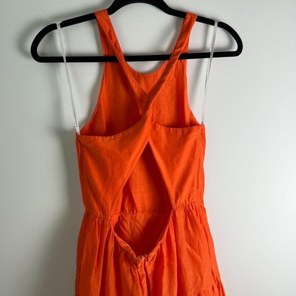 Bird & Knoll Dress Emmaline Silk Cotton Blend Cross Back Tiered Maxi Candy Apple - Picture 6 of 10